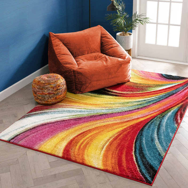 Latitude Run® Brooksville Abstract Red/Yellow Rug & Reviews Wayfair